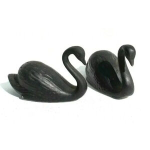 Vintage MCM Retro Black Swan Salt and Pepper Shaker Set Dinnerware Decor